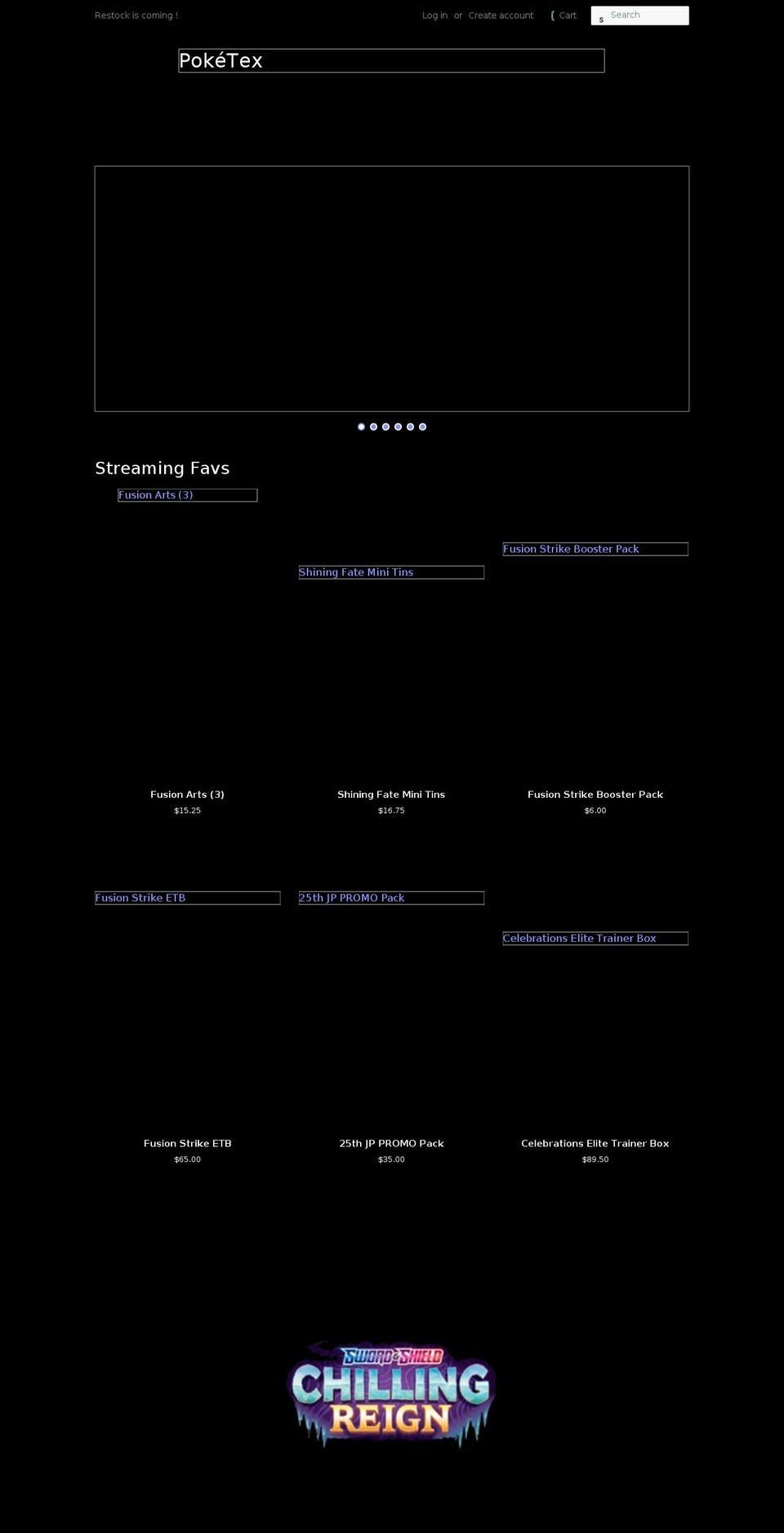 poketex.com shopify website screenshot
