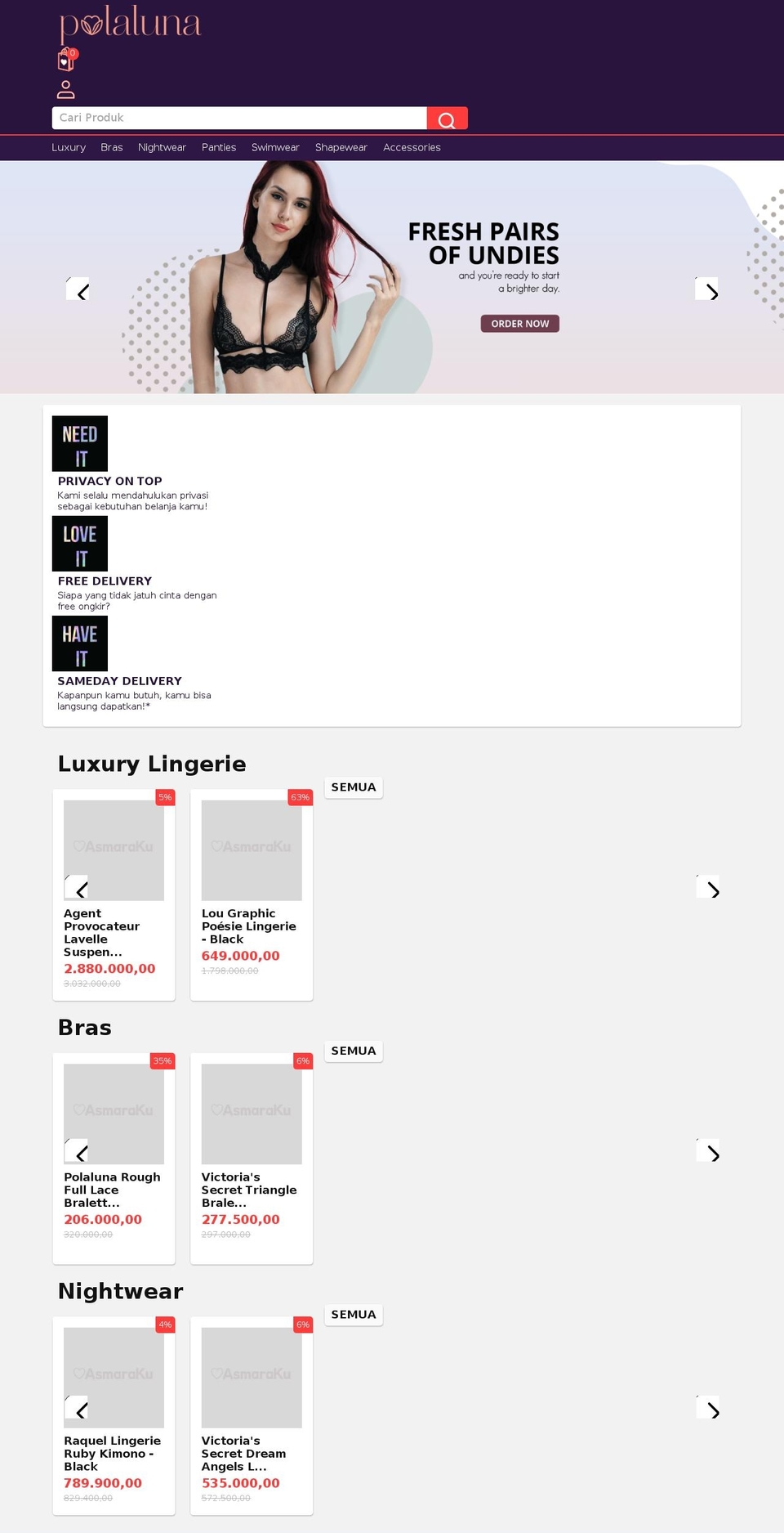 polaluna.com — Shopify storefront screenshot