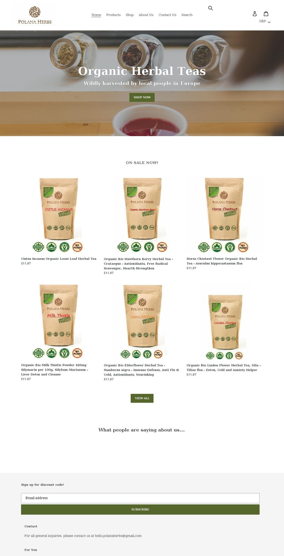 polanaherbs.com shopify website screenshot