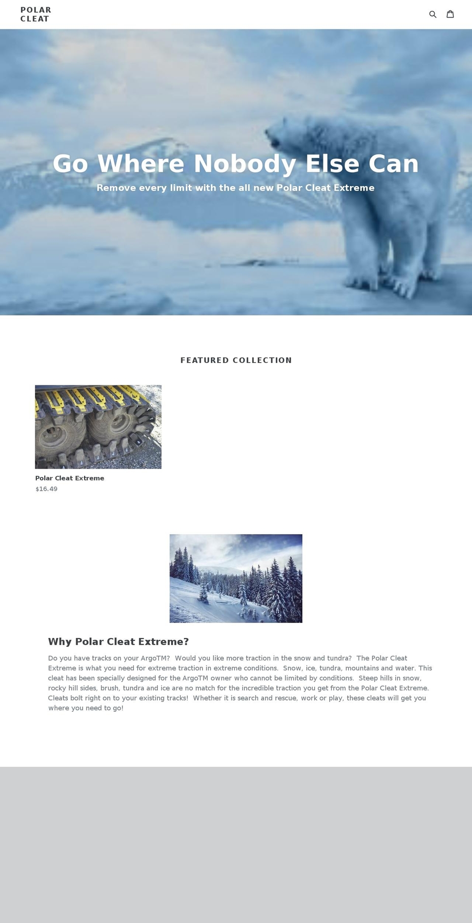 polarcleat.com — Shopify storefront screenshot