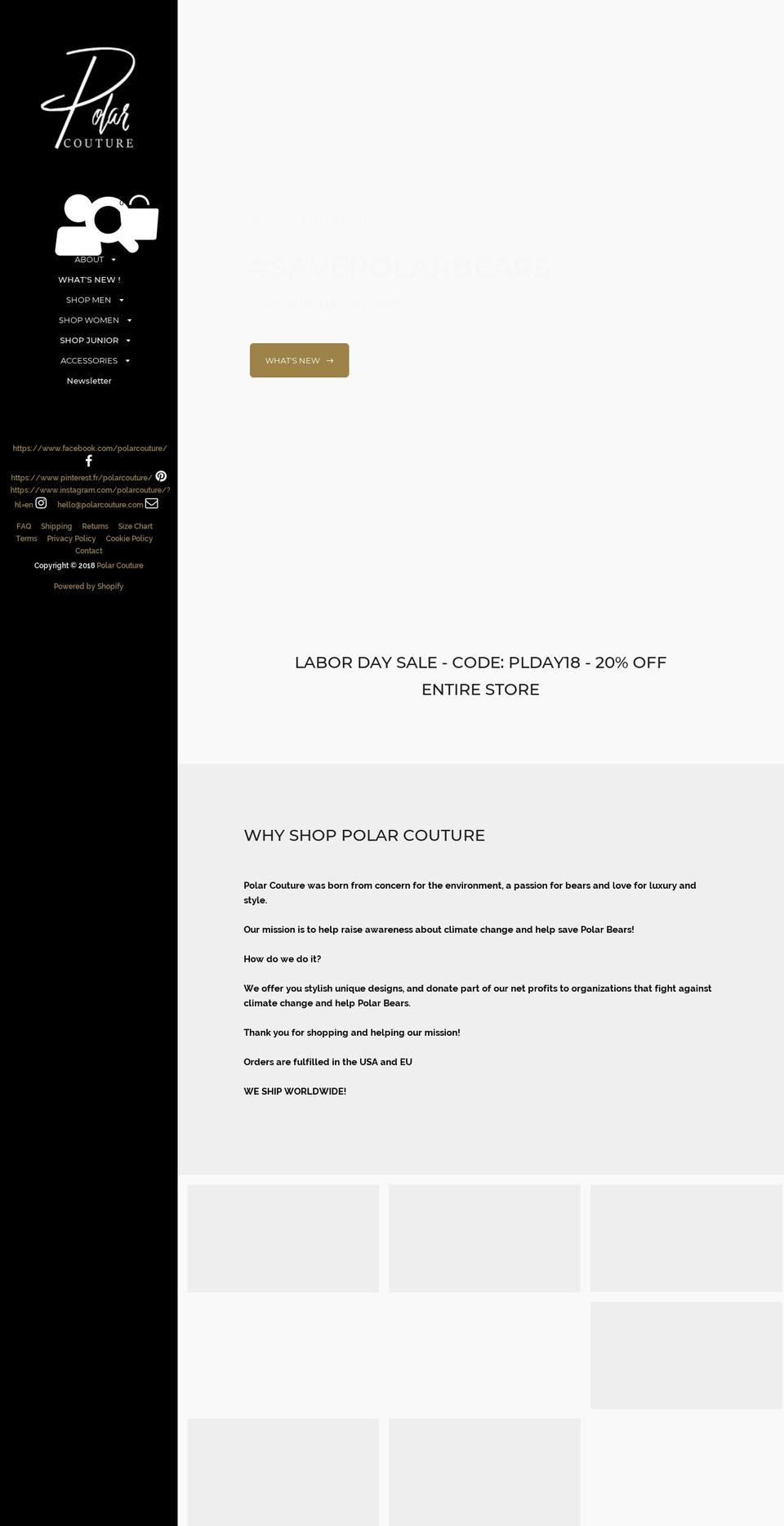 polarcouture.com — Shopify storefront screenshot