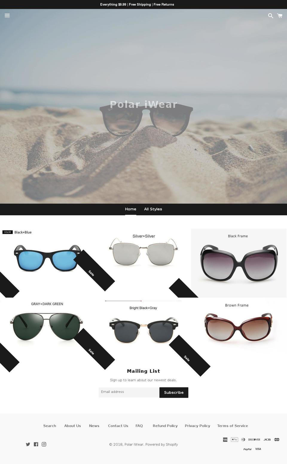 polareyewear.com — Shopify storefront screenshot