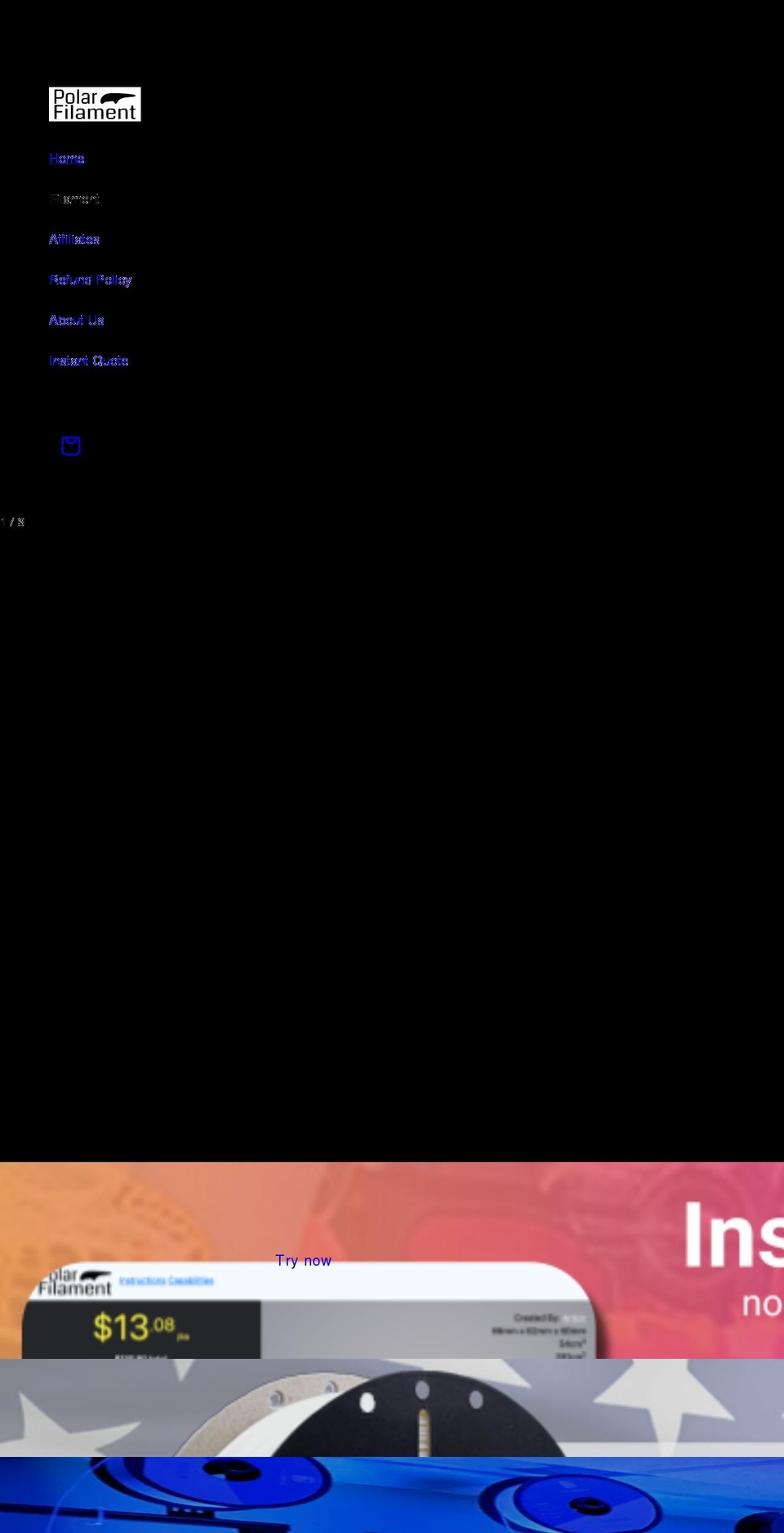 polarfilament.com shopify website screenshot