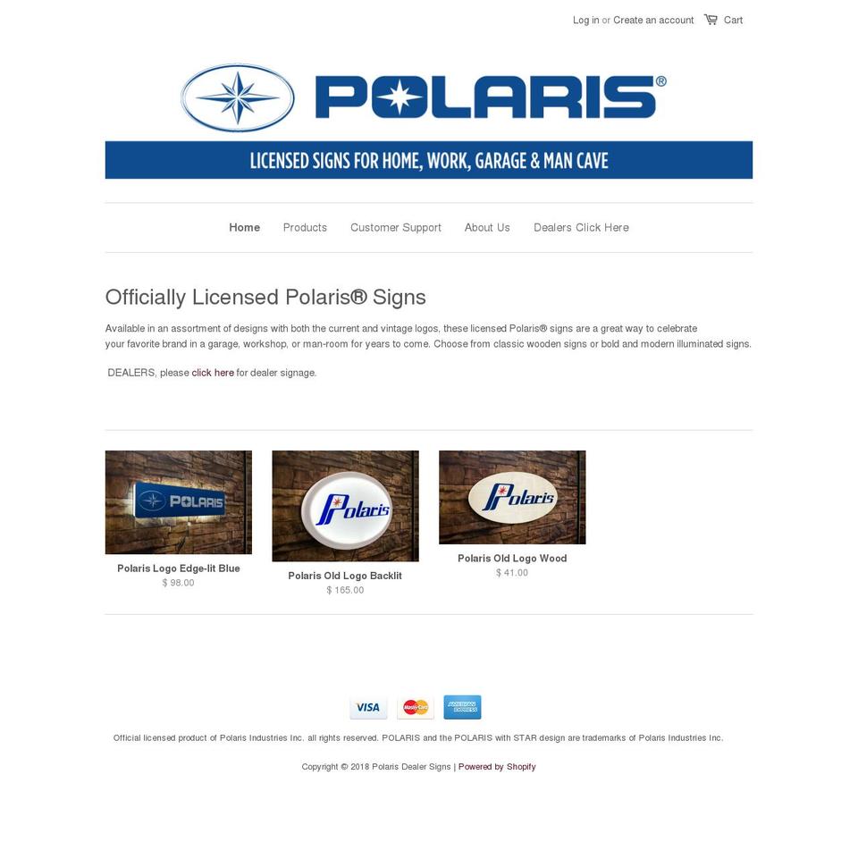 polaris-signs.com — Shopify storefront screenshot