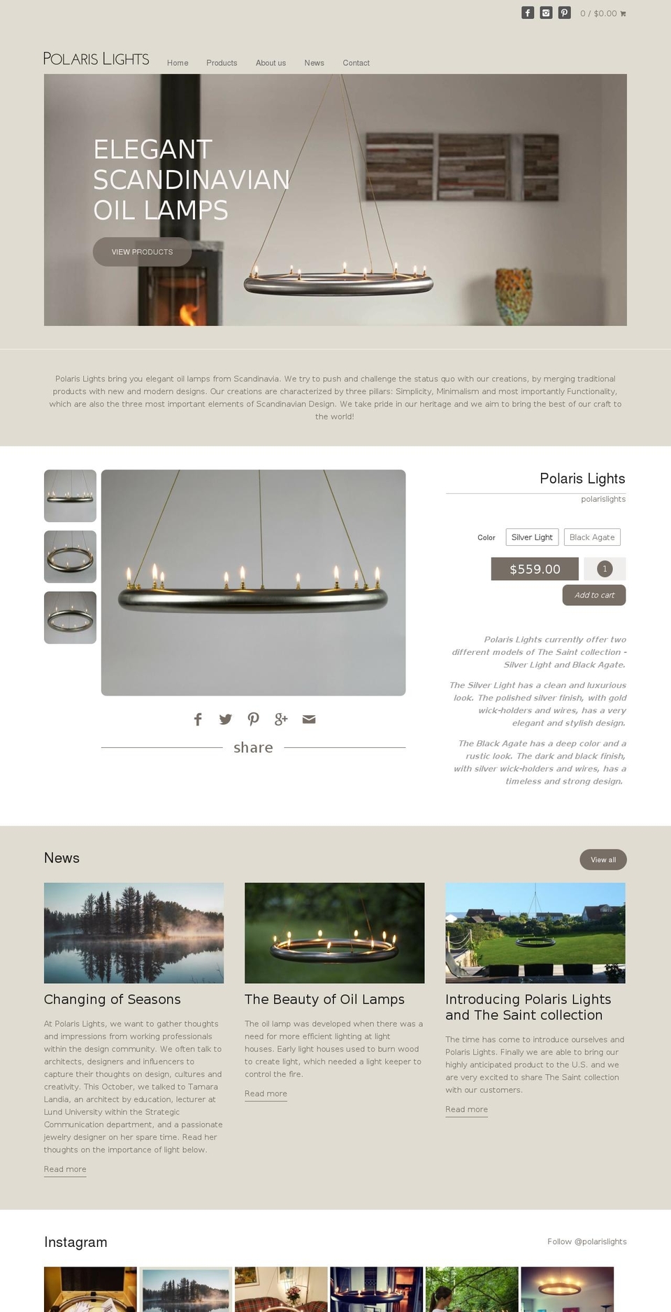 polarislights.com shopify website screenshot