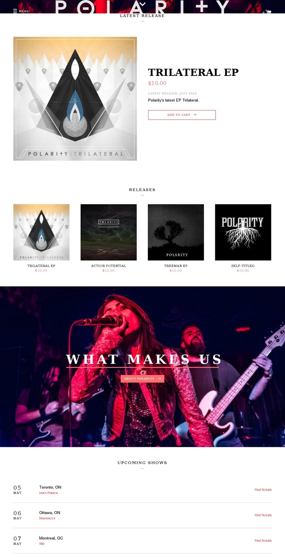 polaritymusic.com shopify website screenshot