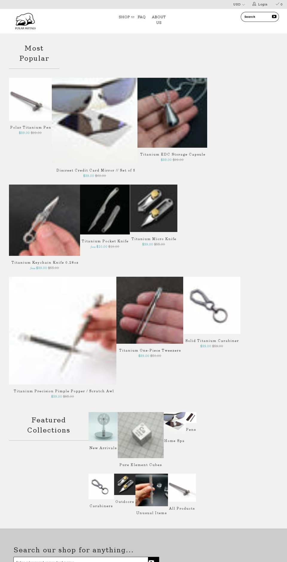 polarmetals.com shopify website screenshot