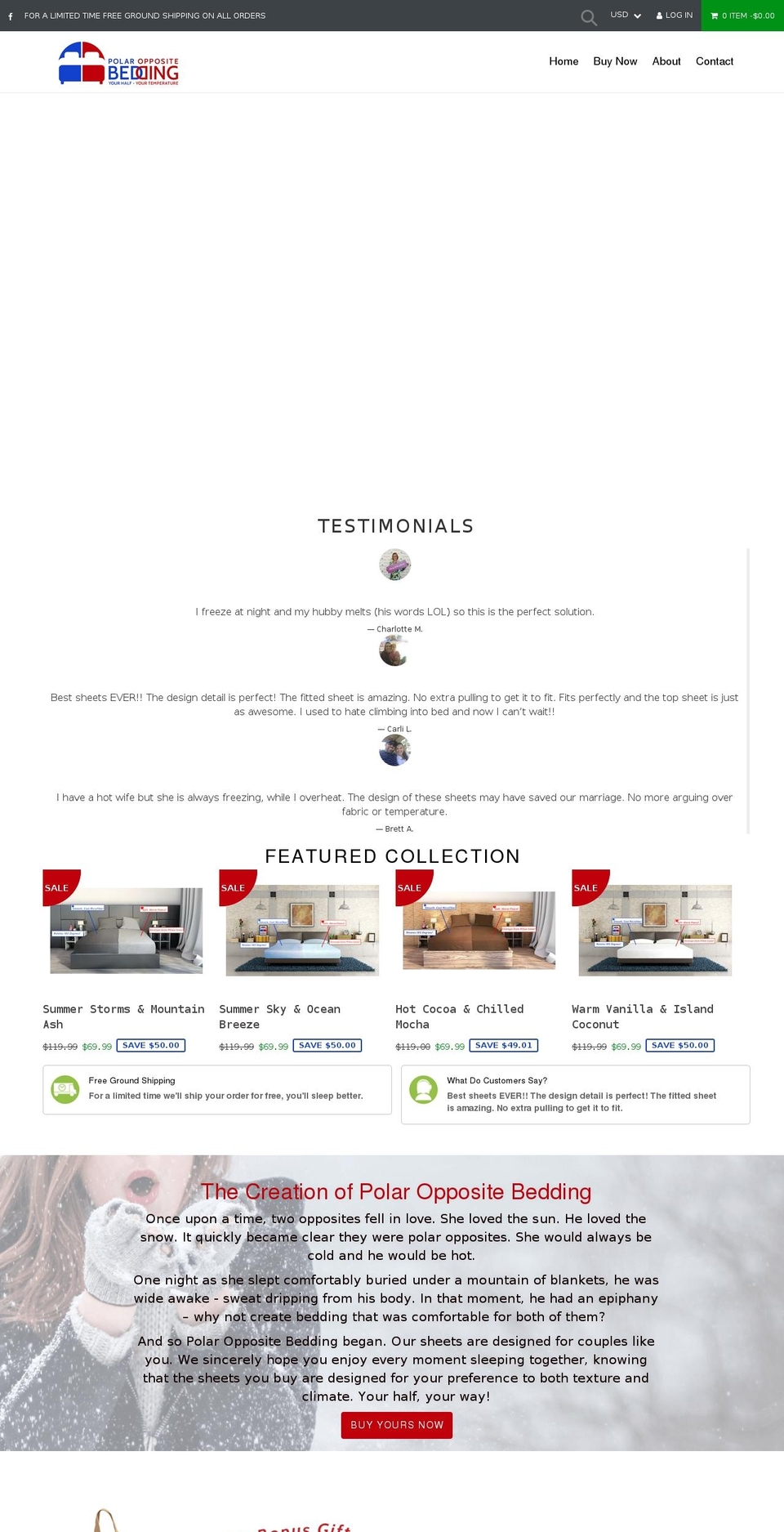 polaroppositebedding.com — Shopify storefront screenshot
