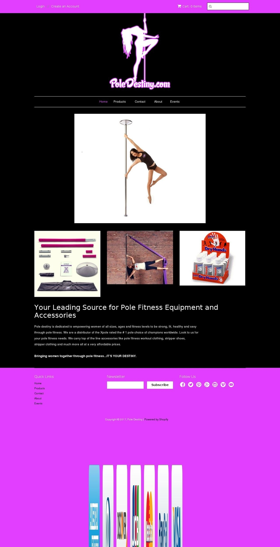 poledestiny.com shopify website screenshot