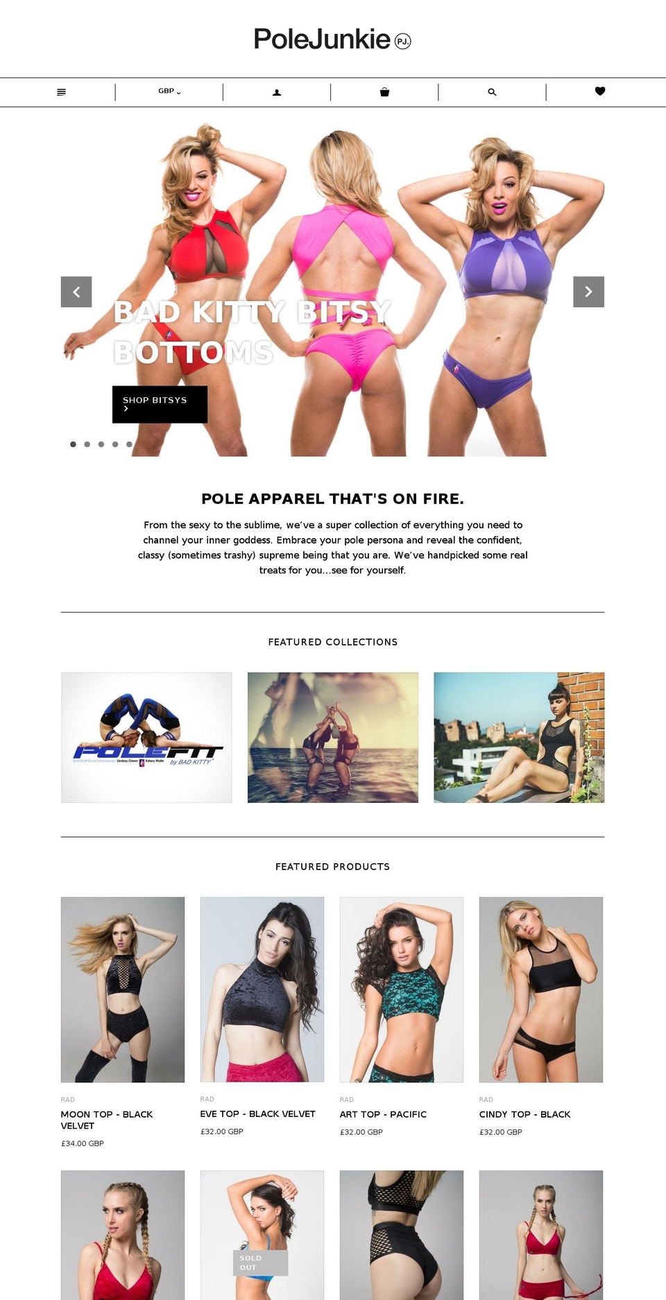 Launch Shopify theme site example polejunkie.co.uk