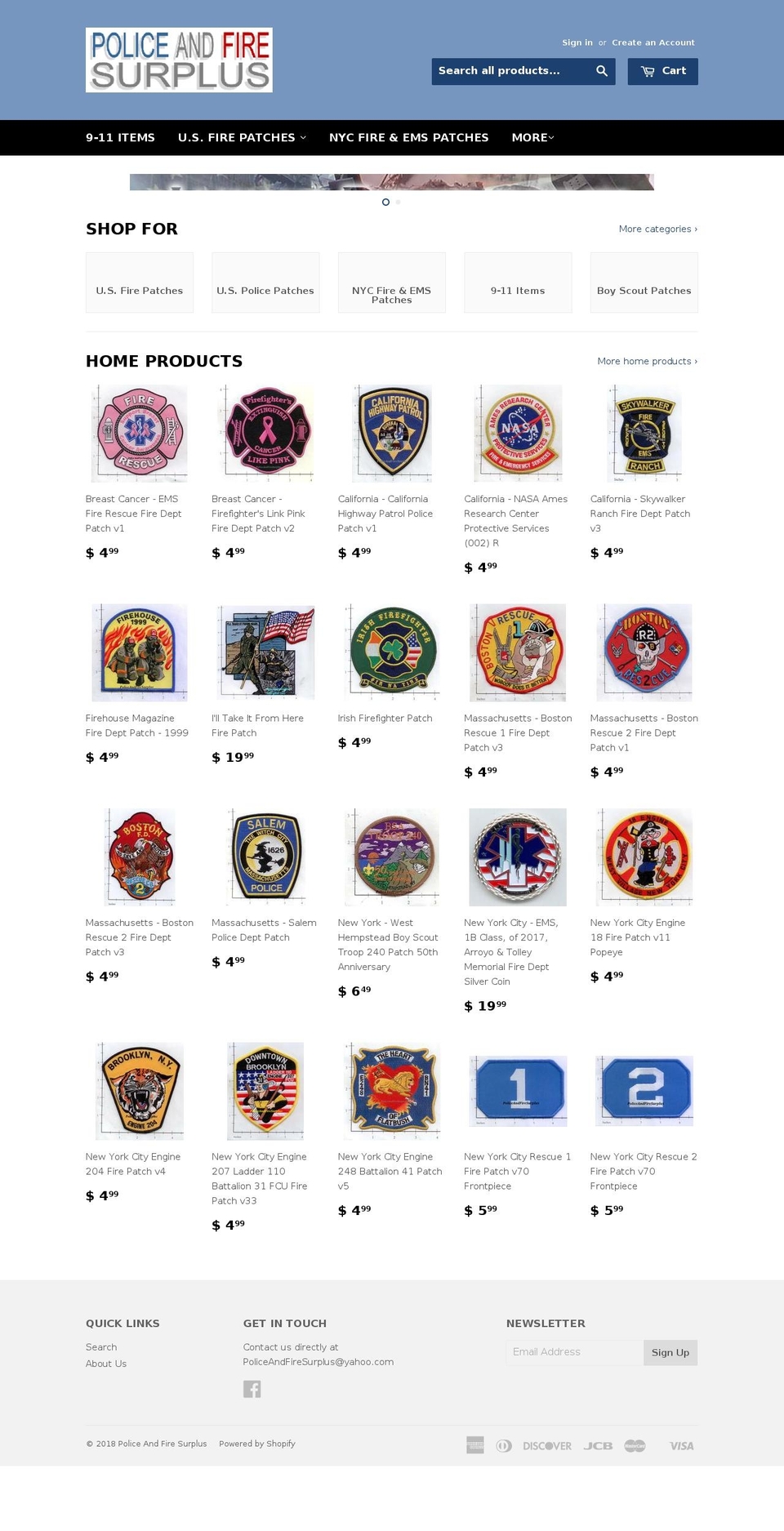 policeandfiresurplus.com shopify website screenshot