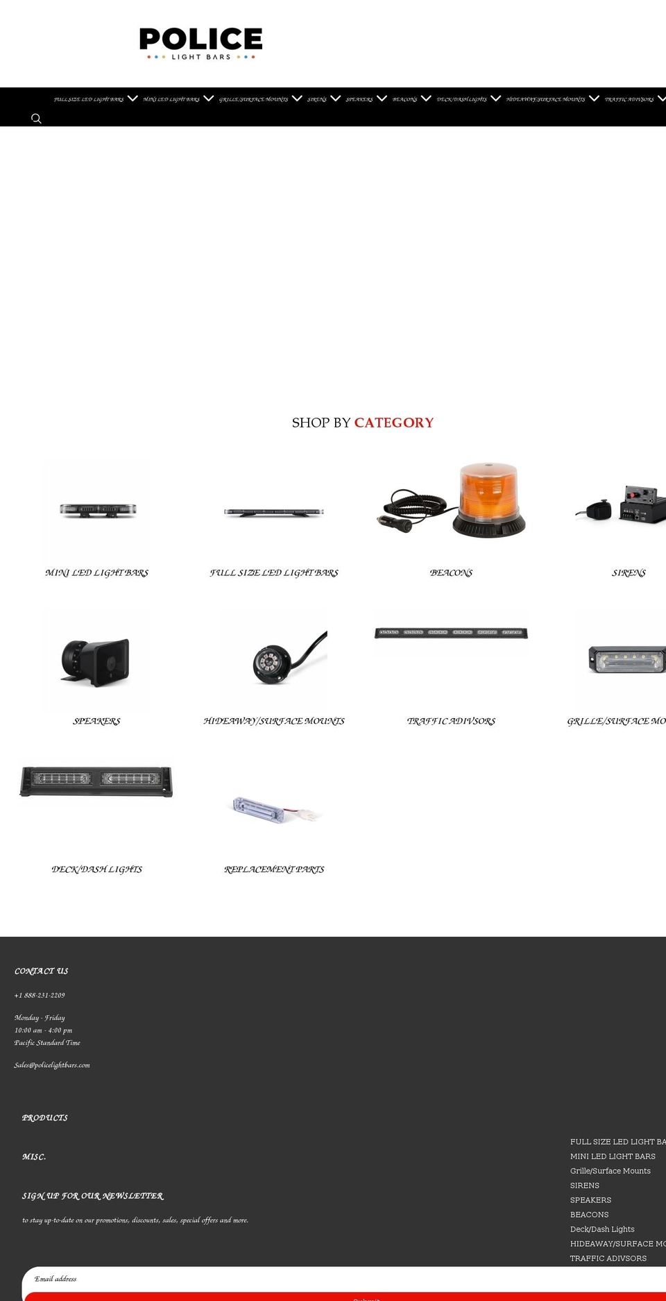 policelightbars.com shopify website screenshot