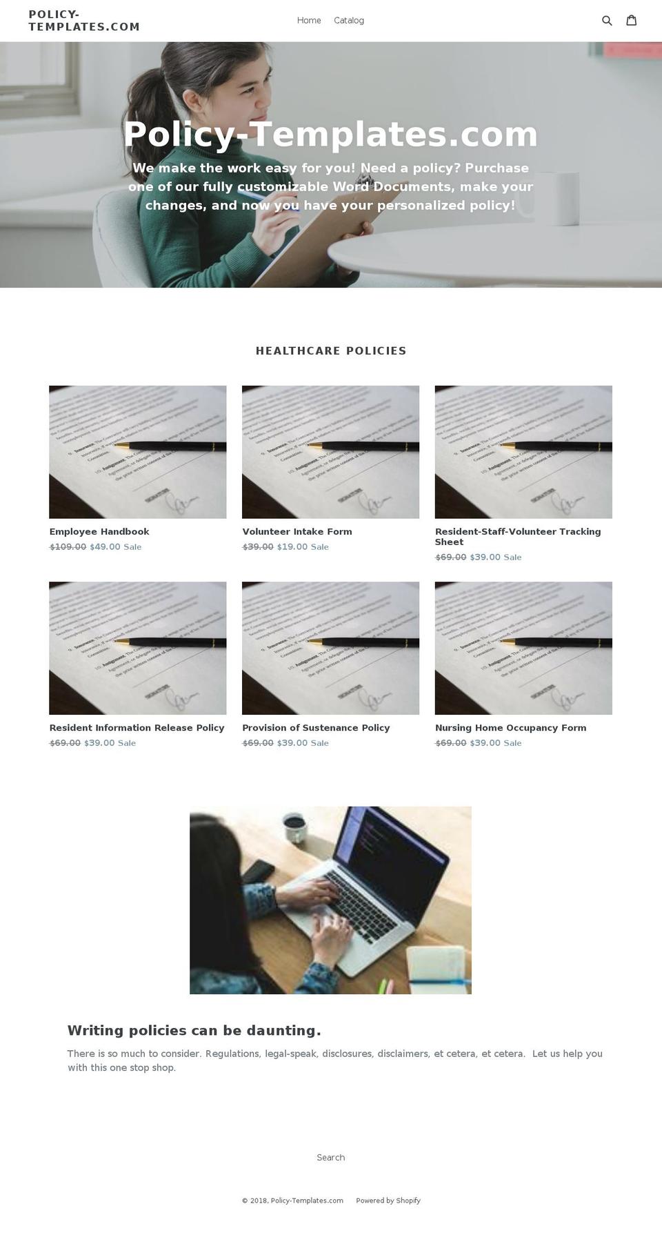 policy-templates.com — Shopify storefront screenshot