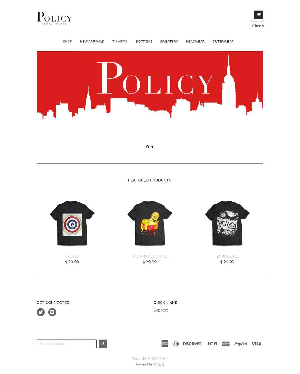 policyclothing.com shopify website screenshot