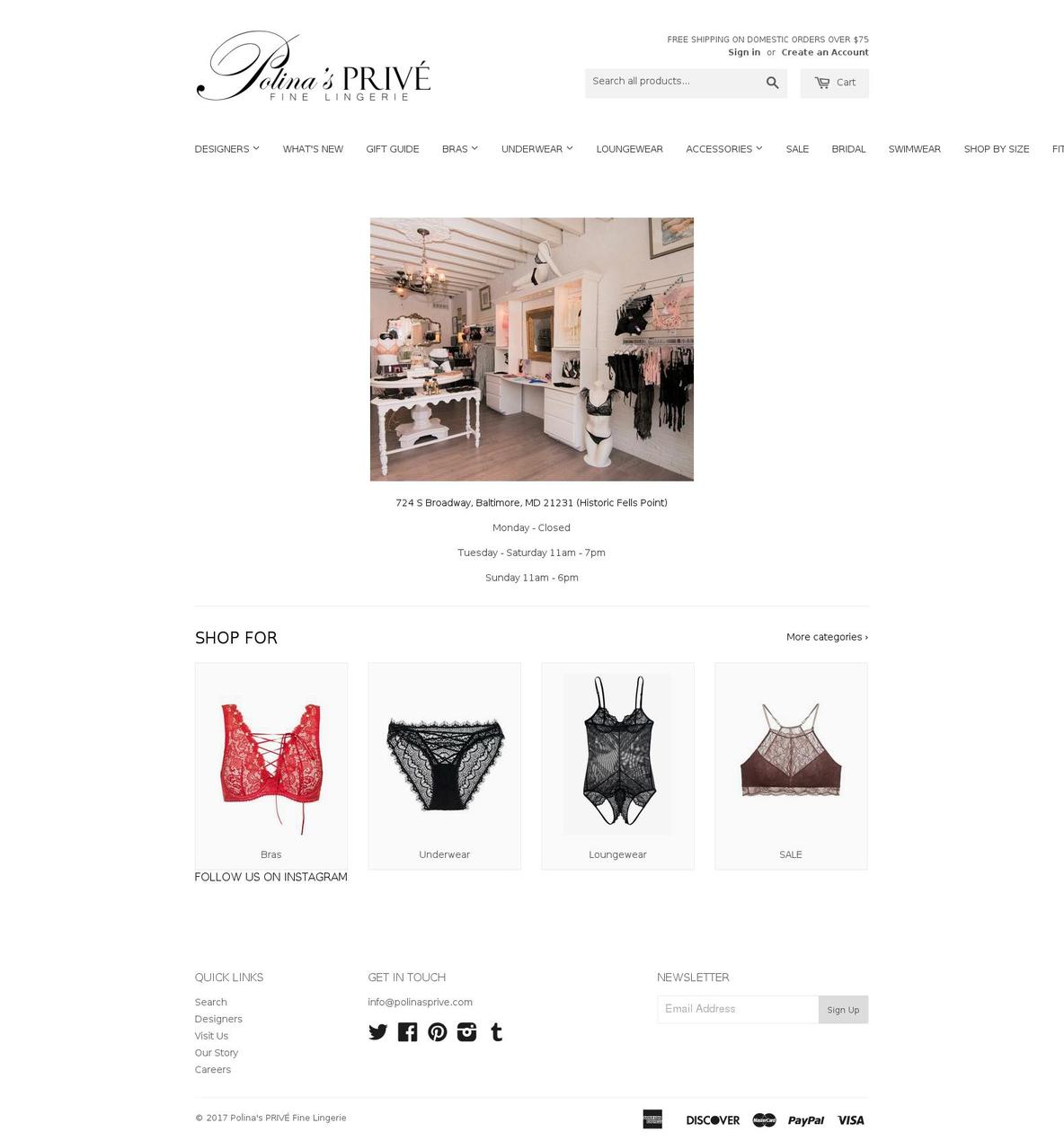 polinasprive.com shopify website screenshot