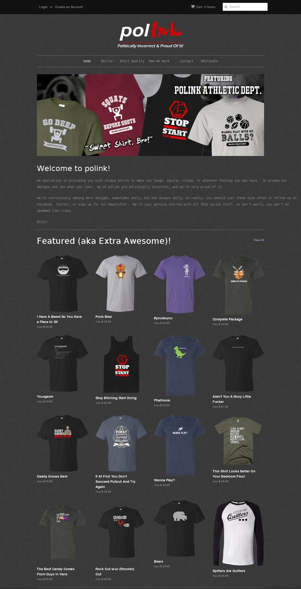 polinkshirts.com shopify website screenshot