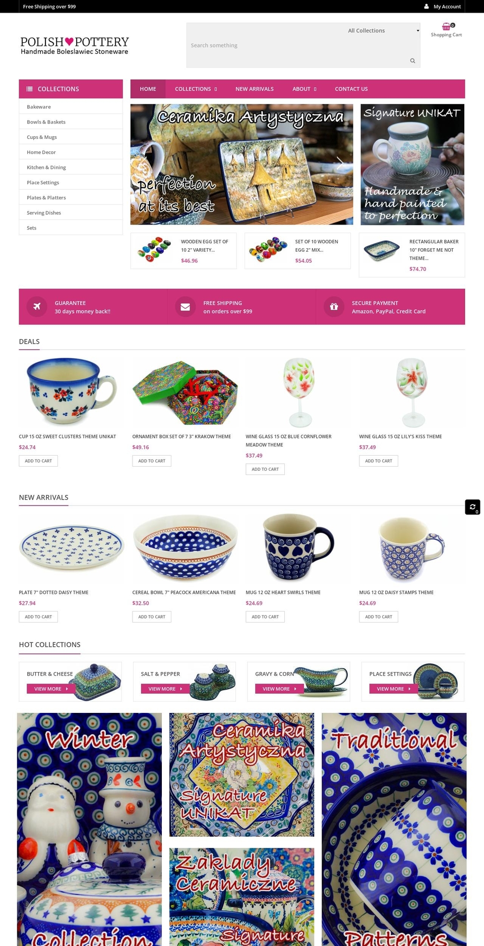 polish-pottery.com shopify website screenshot
