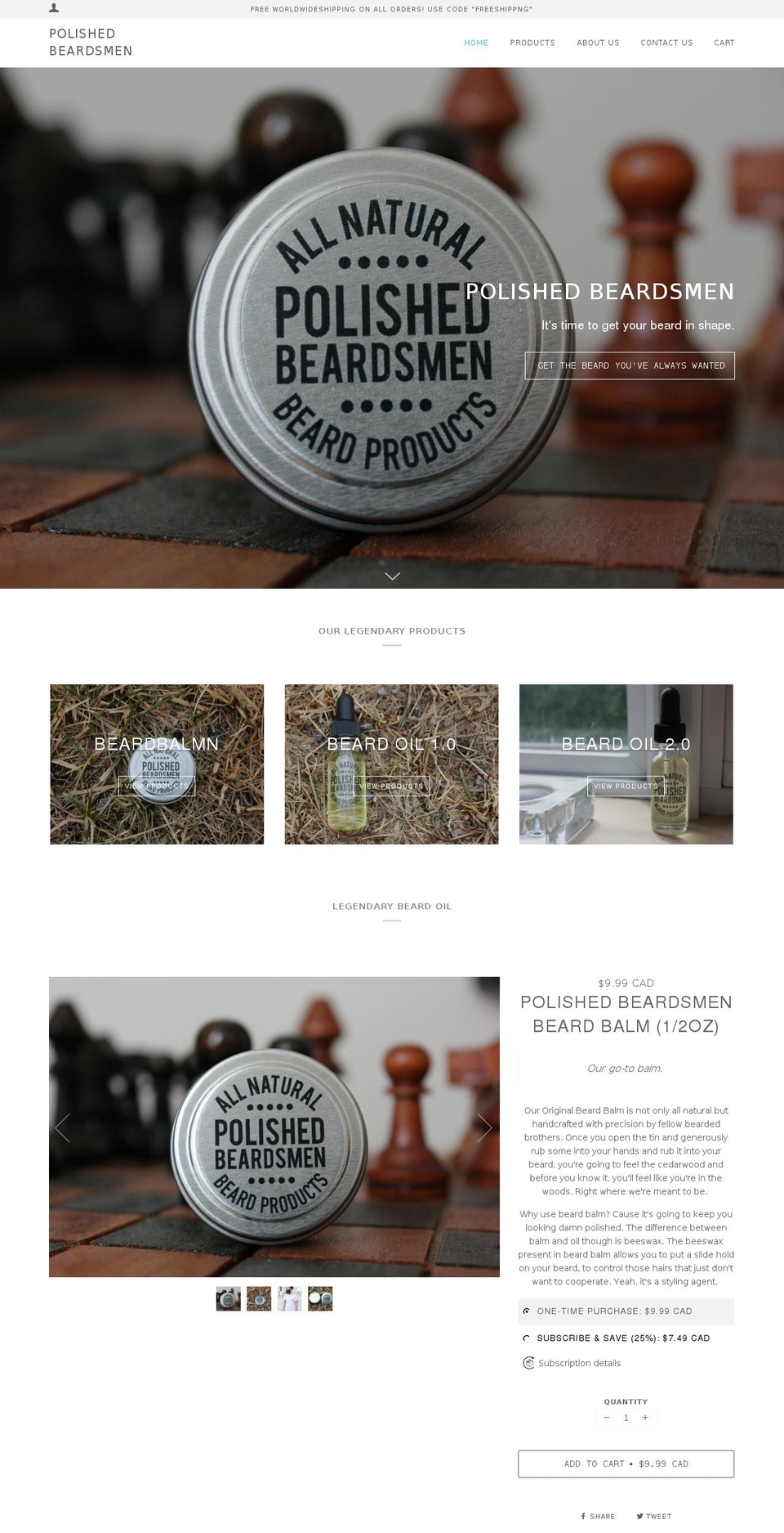 polishedbeardsmen.com — Shopify storefront screenshot