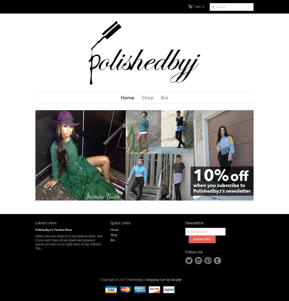 polishedbyj.com shopify website screenshot