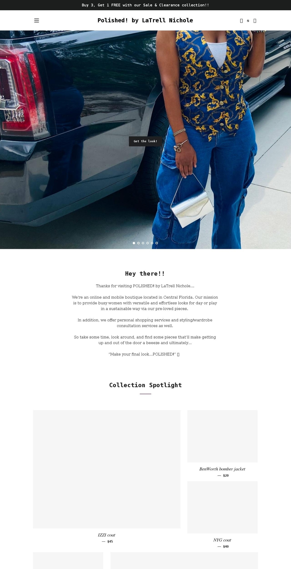 polishedbyln.com shopify website screenshot