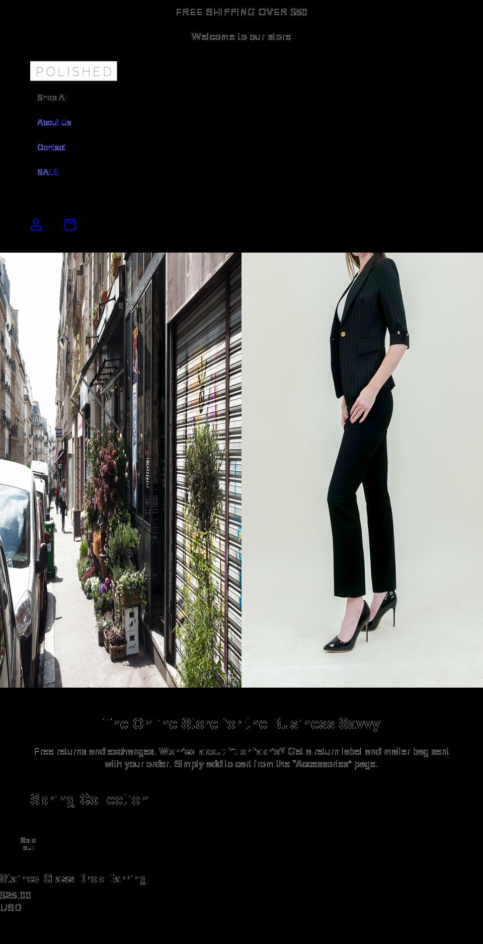 polishedclothing.com shopify website screenshot