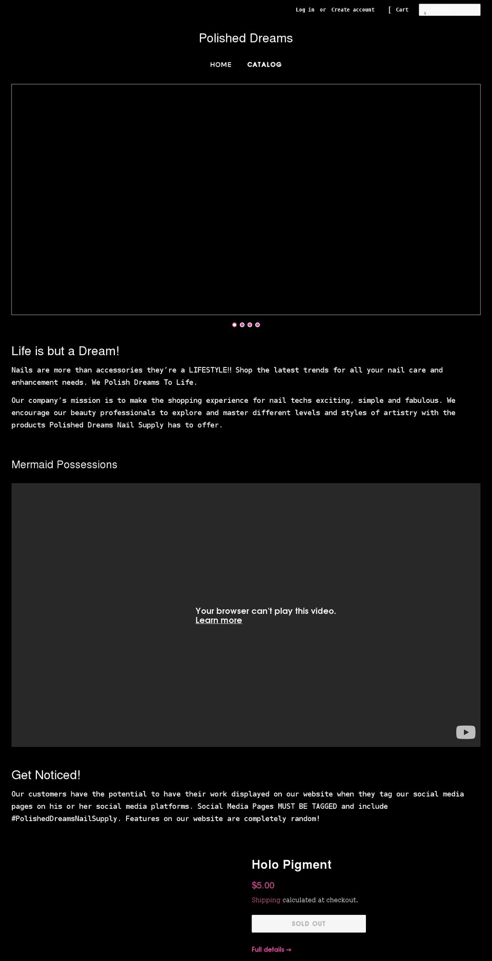 polisheddreamsnailsupply.com shopify website screenshot