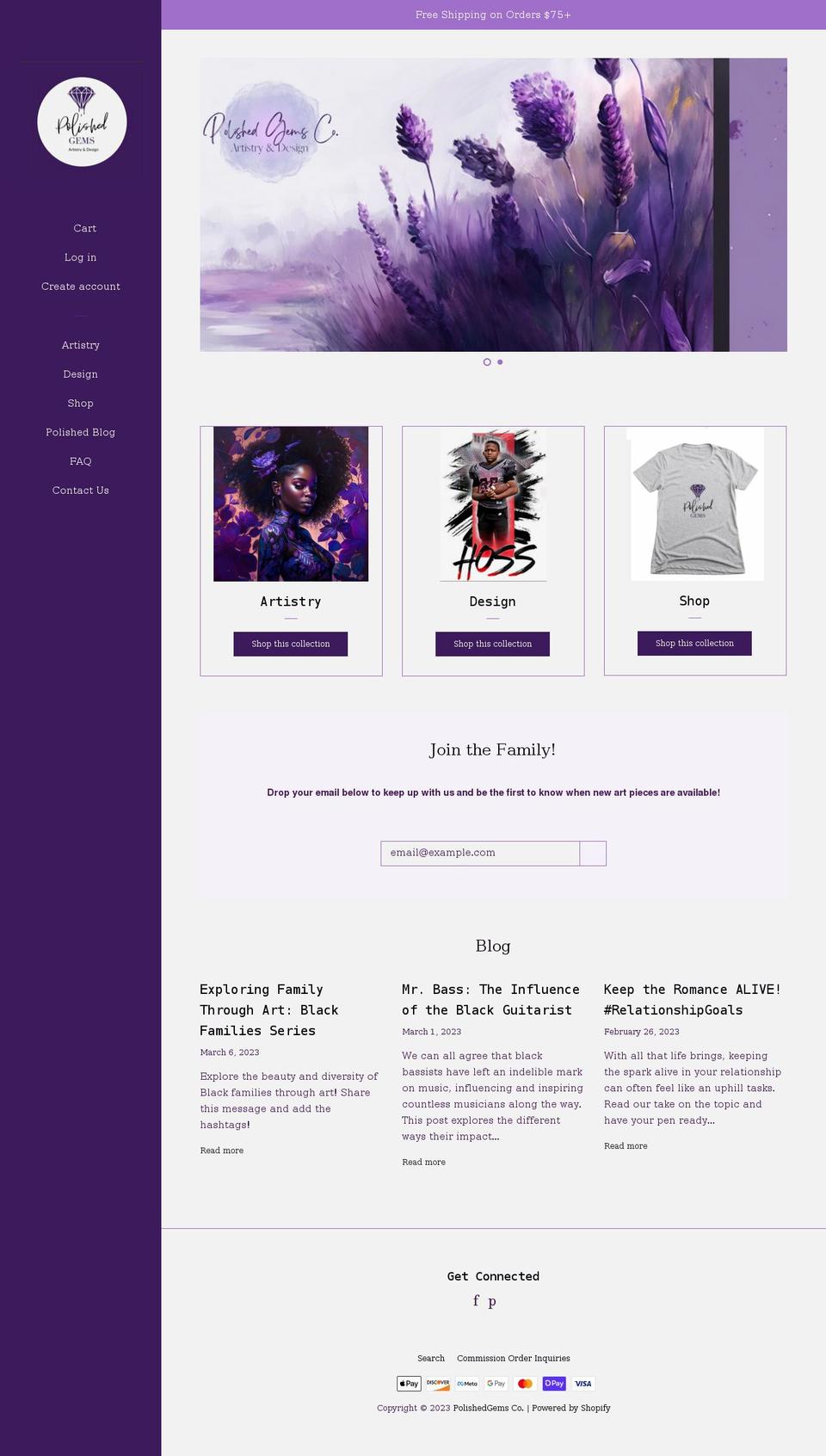 polishedgemsco.com shopify website screenshot