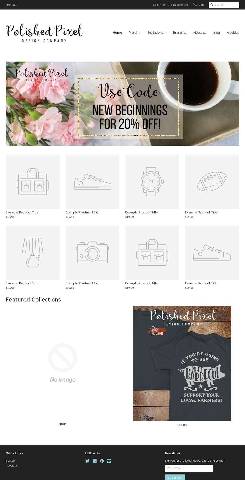 polishedpixelco.com — Shopify storefront screenshot