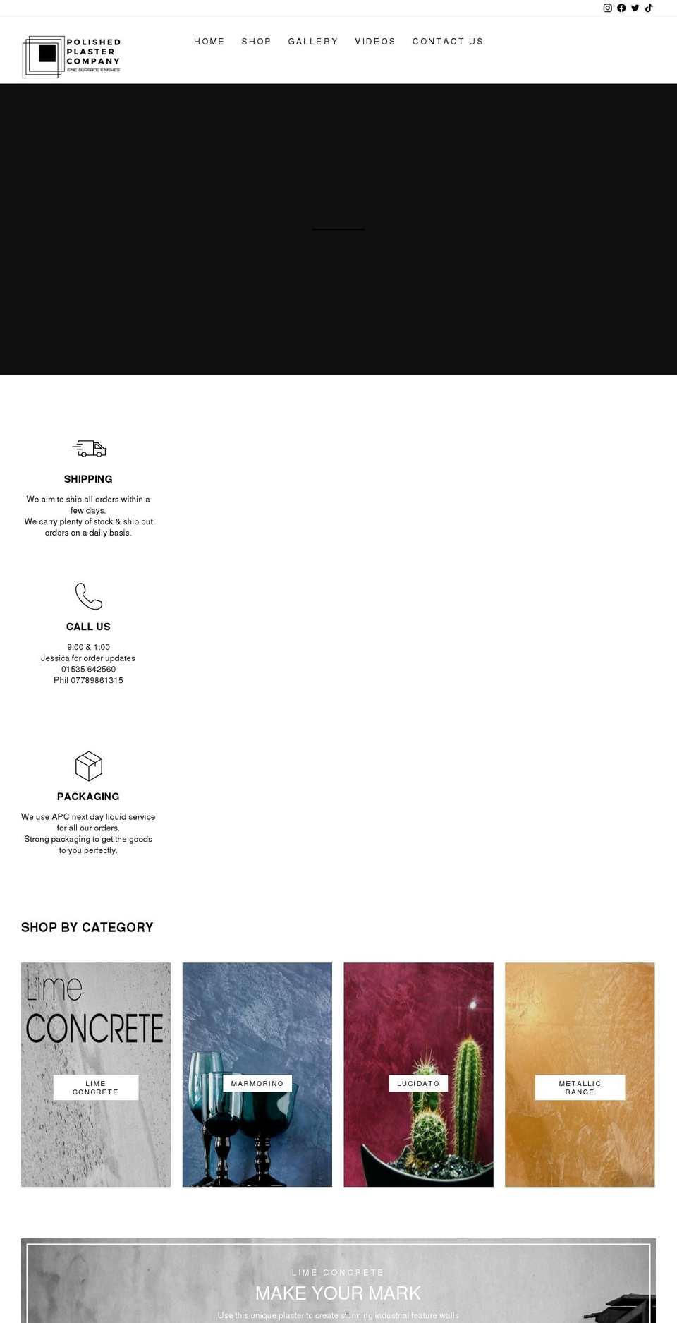 polishedplastercompany.co.uk shopify website screenshot