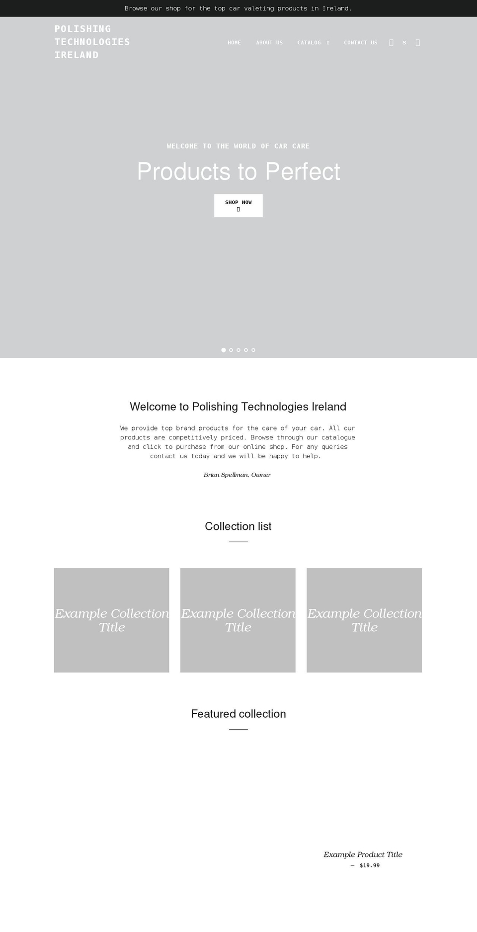 polishingtechnologiesireland.com — Shopify storefront screenshot