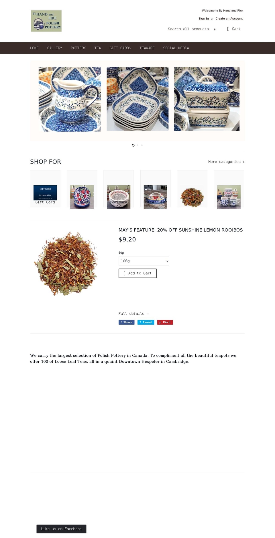 polishpotterycanada.com — Shopify storefront screenshot