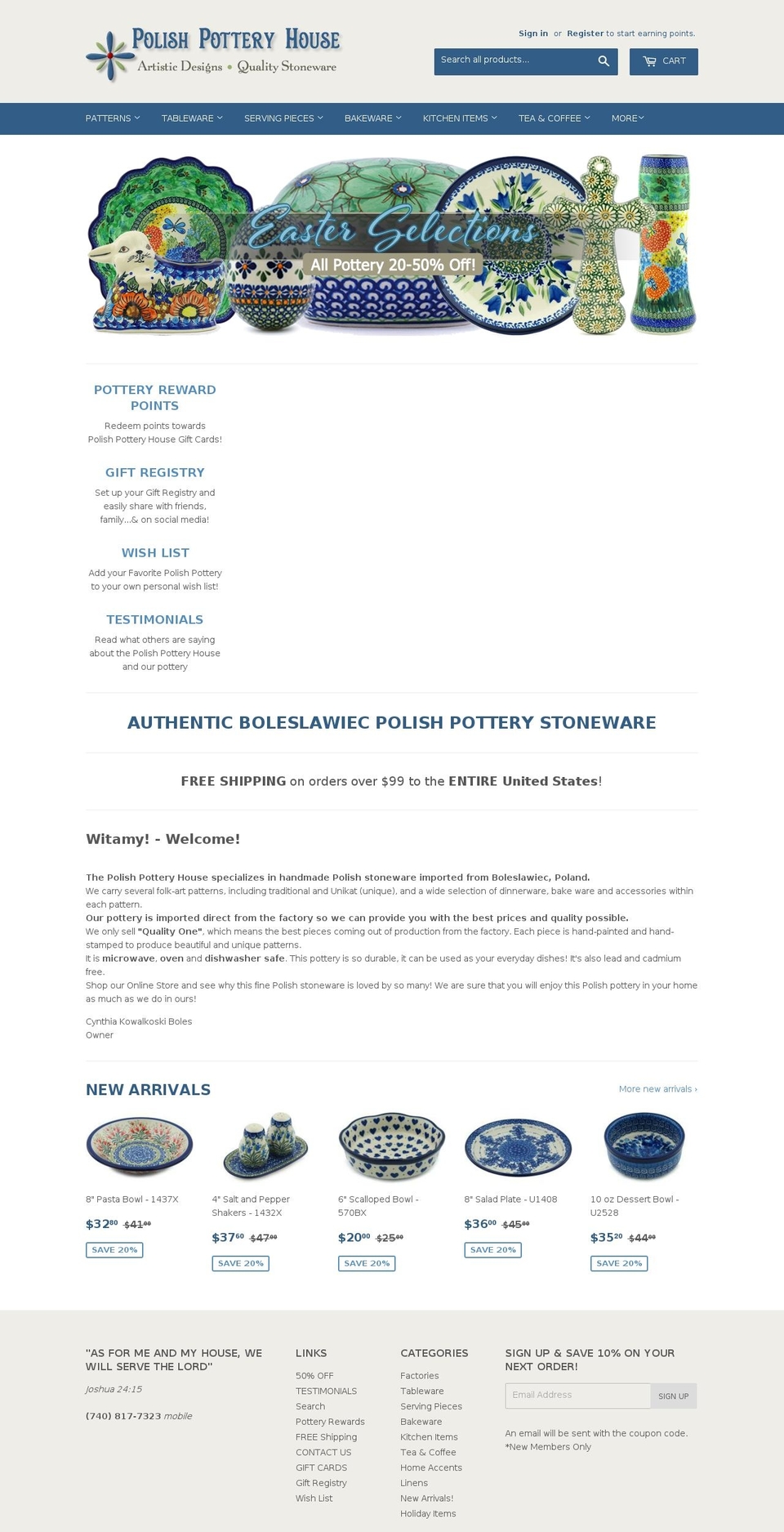 polishpotteryhouse.com shopify website screenshot