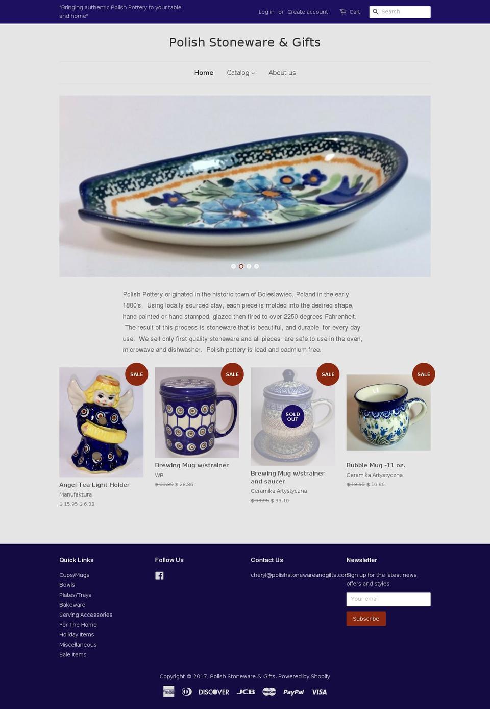 polishstonewareandgifts.com shopify website screenshot