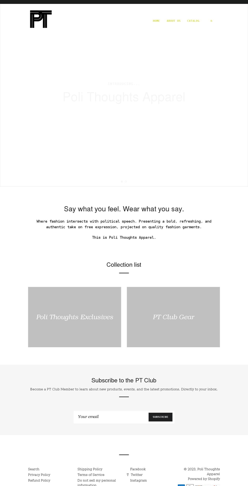polithoughts.com shopify website screenshot