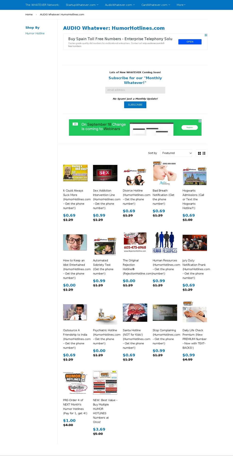 politicalhotlines.com — Shopify storefront screenshot