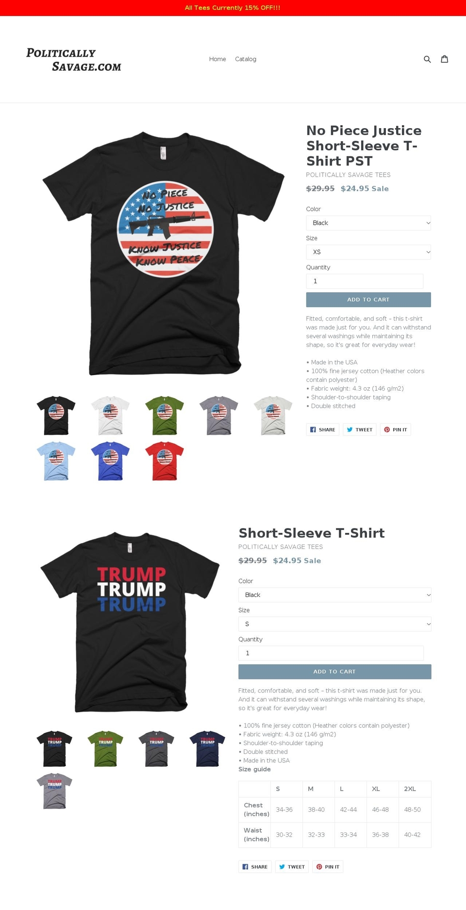 politicallysavage.com shopify website screenshot