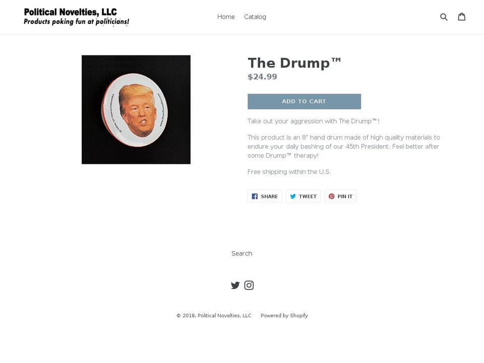 politicalnovelties.com shopify website screenshot