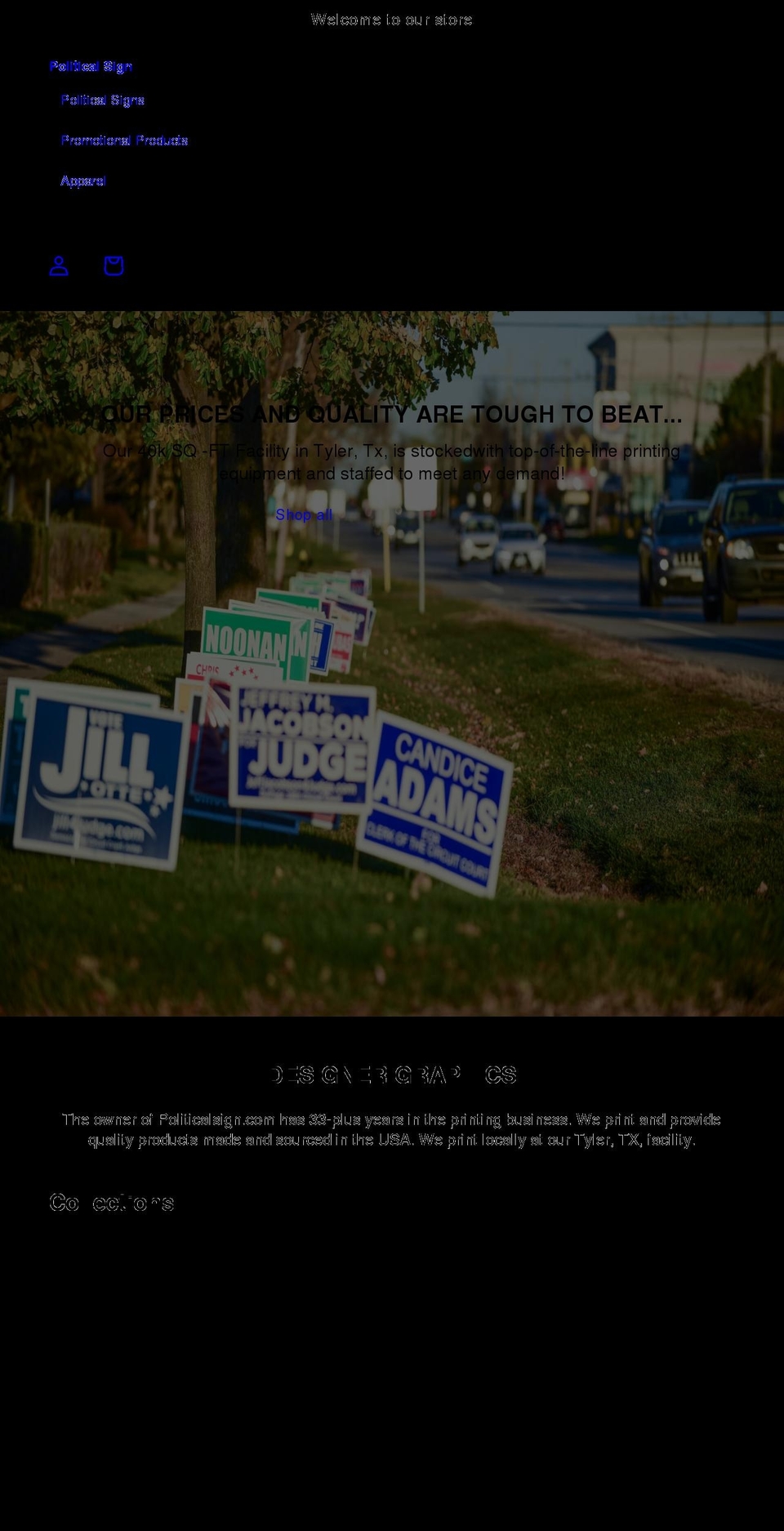 politicalsign.com shopify website screenshot
