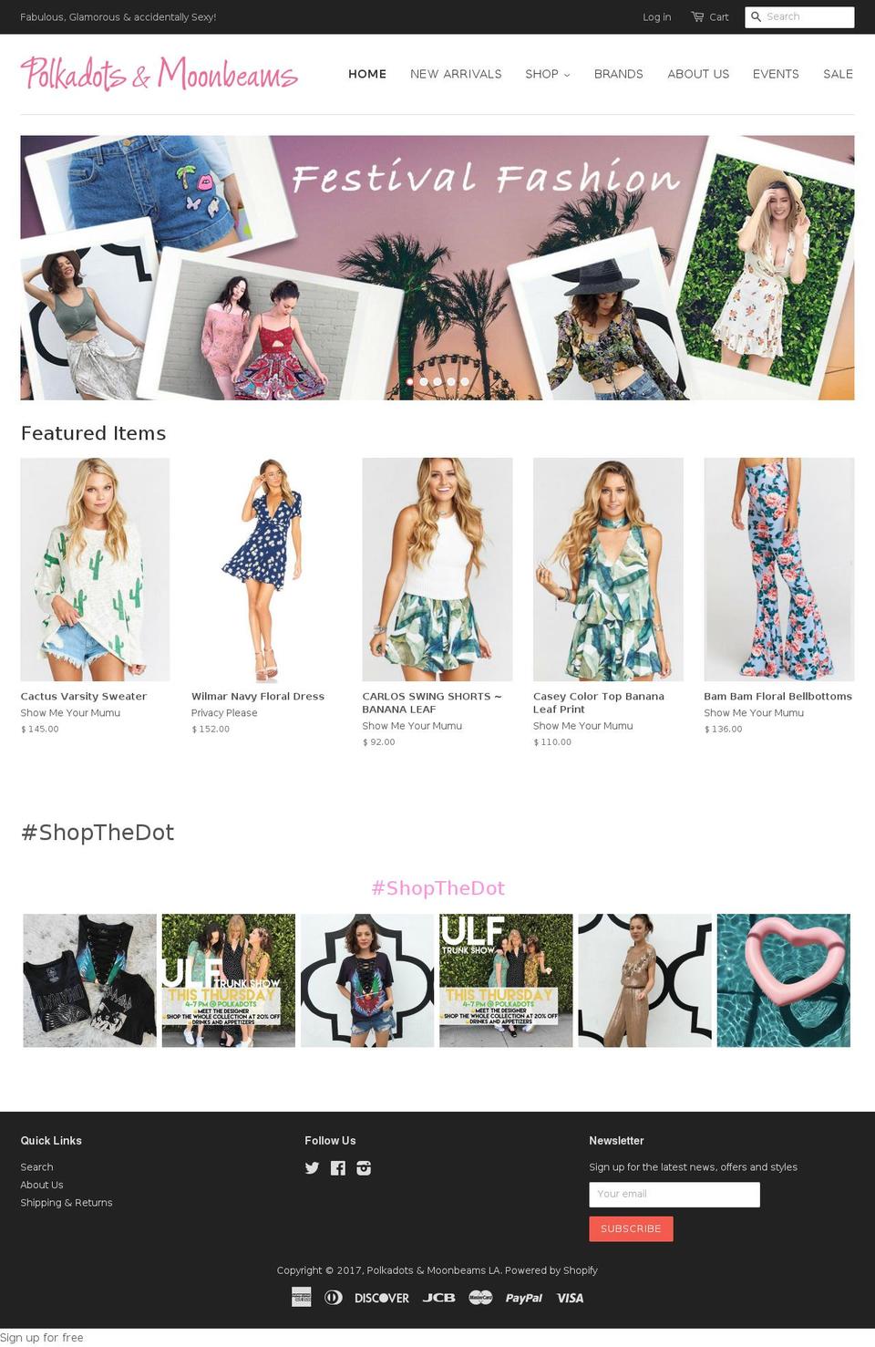 polkadotsandmoonbeams.com shopify website screenshot