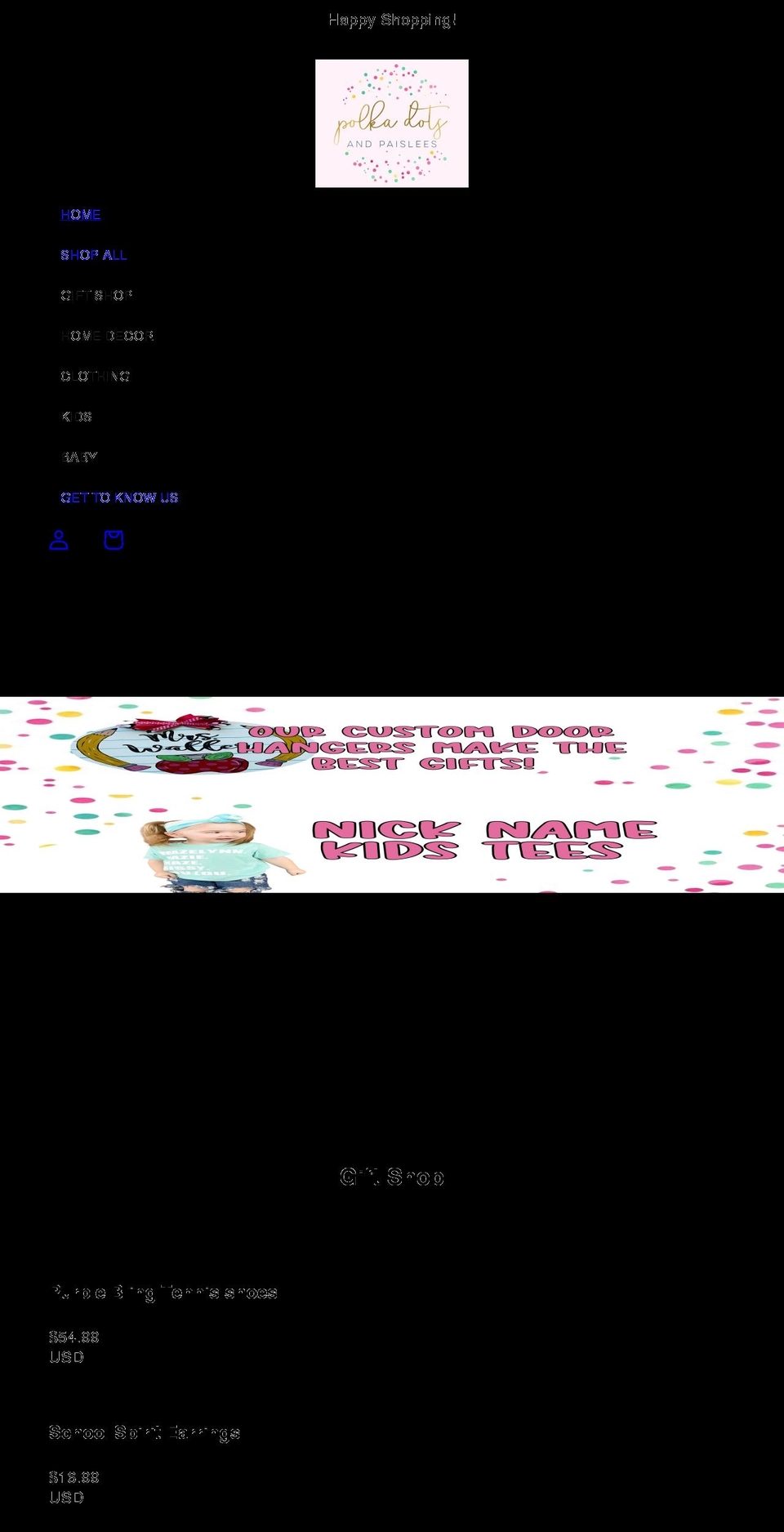 polkadotsandpaislees.com shopify website screenshot