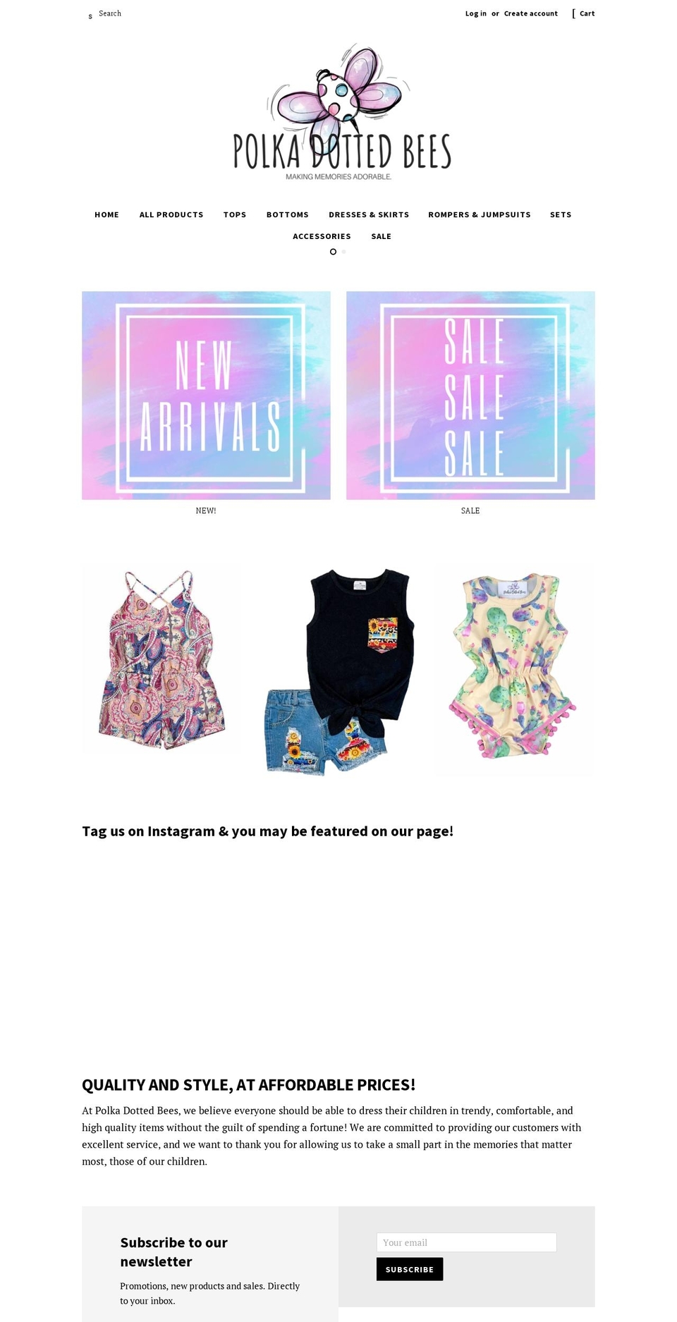 polkadottedbees.com — Shopify storefront screenshot