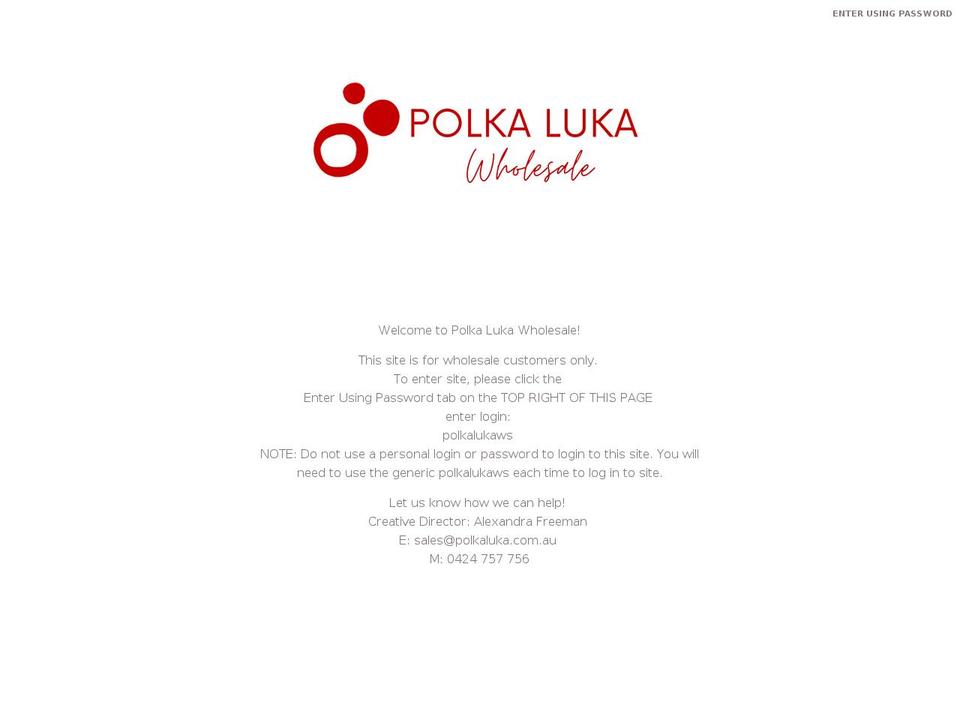 polkalukawholesale.com.au shopify website screenshot