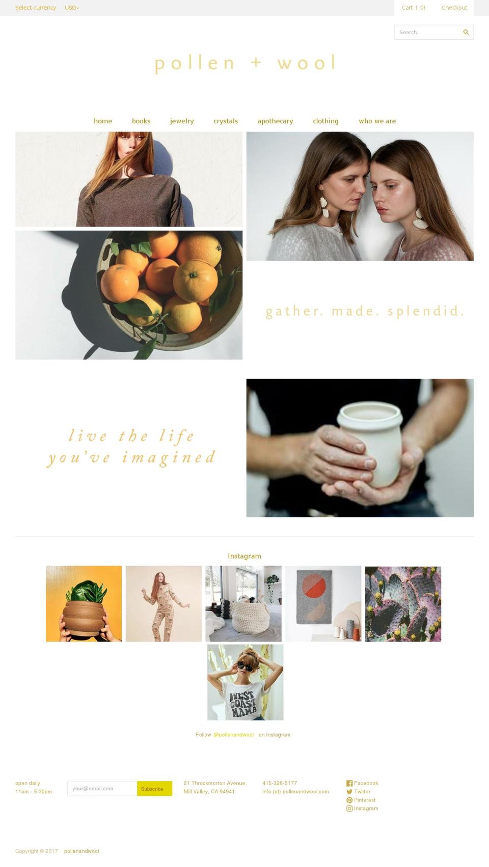 pollenandwool.com — Shopify storefront screenshot