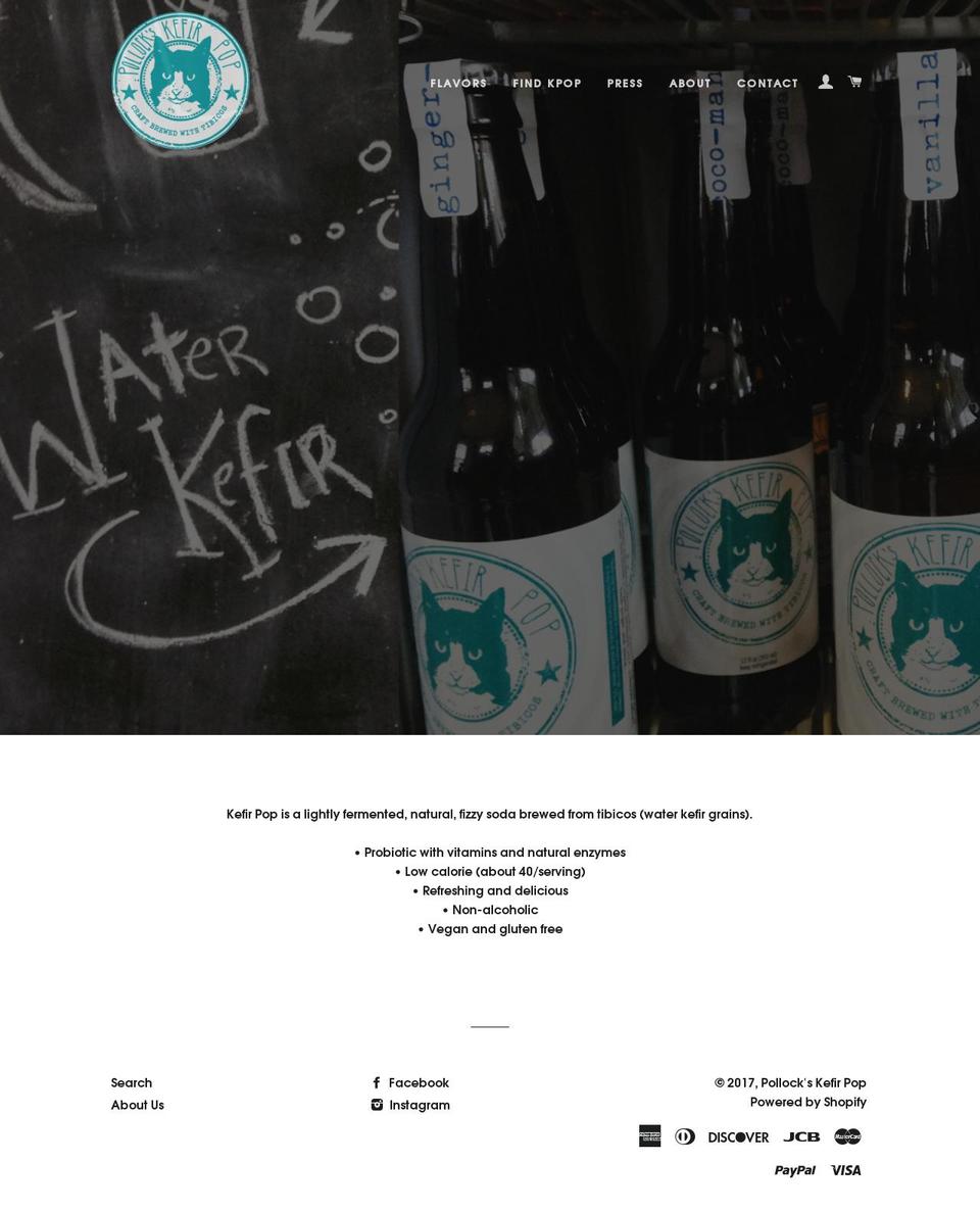 pollockskefirpop.com shopify website screenshot