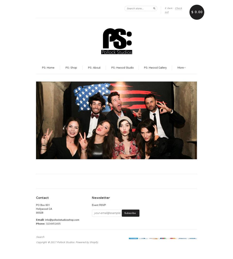 pollockstudiosshop.com shopify website screenshot