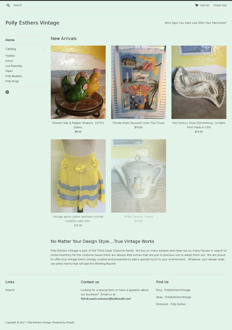 pollyesthersvintage.com shopify website screenshot