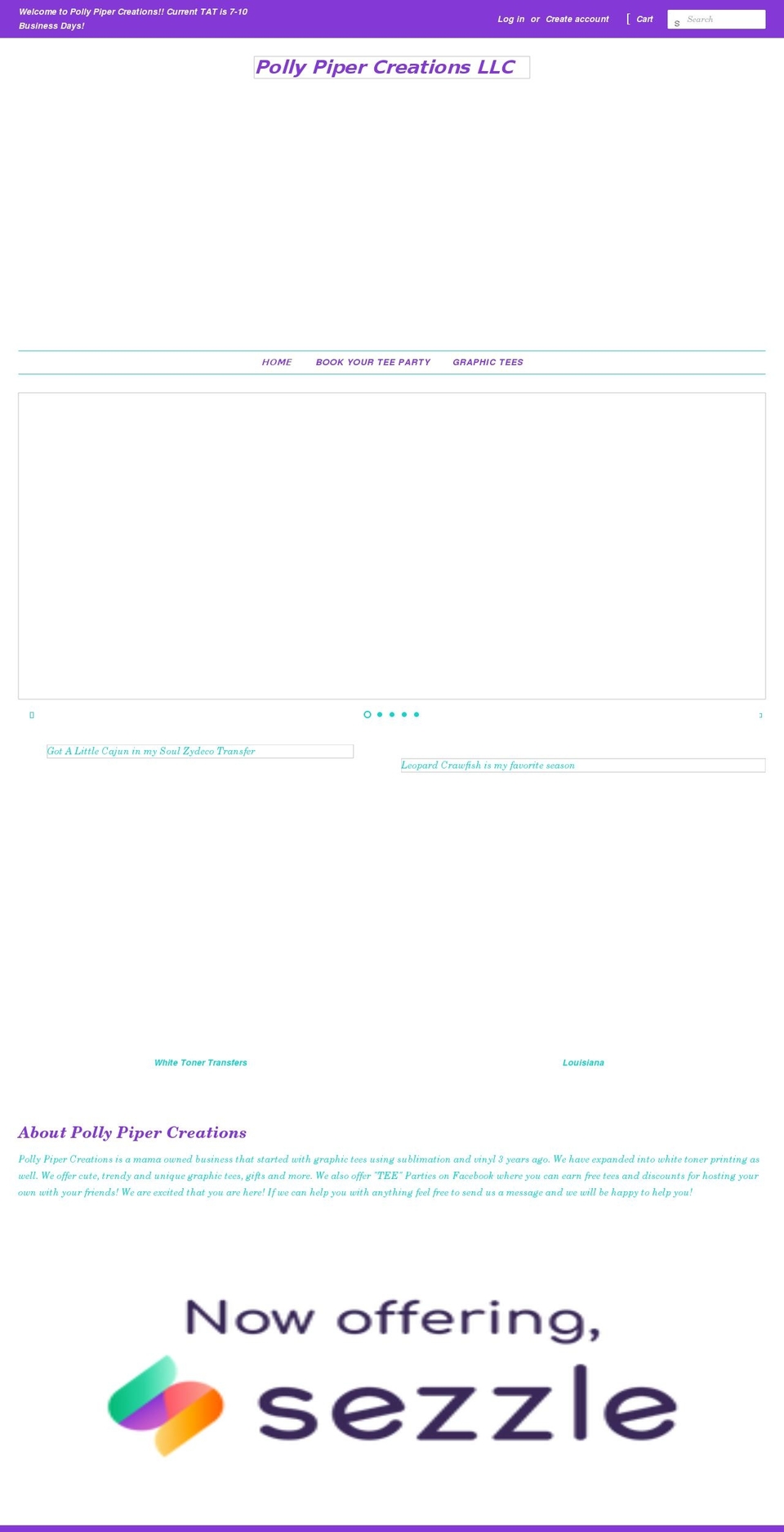 pollypipercreations.com shopify website screenshot