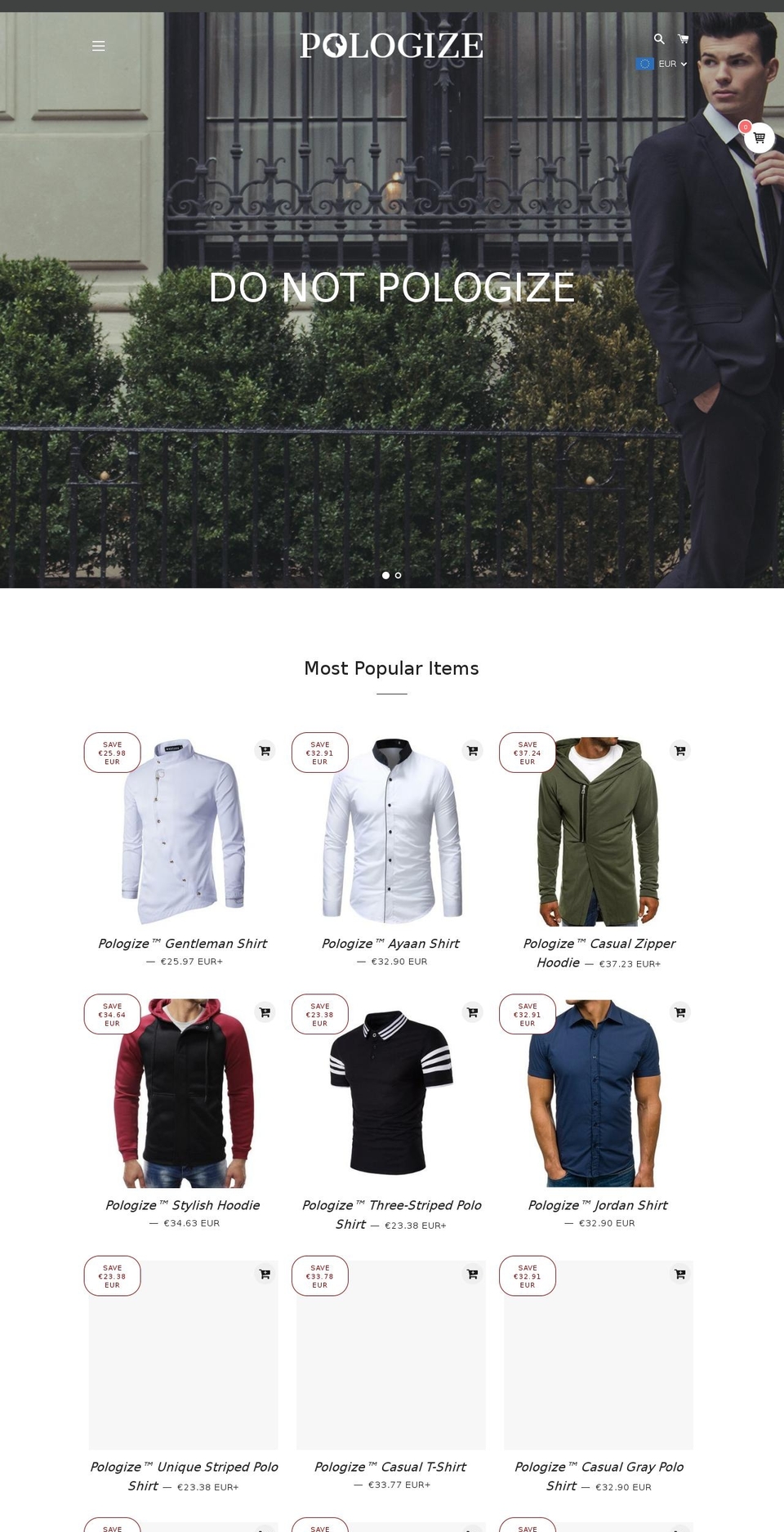 pologize.com — Shopify storefront screenshot