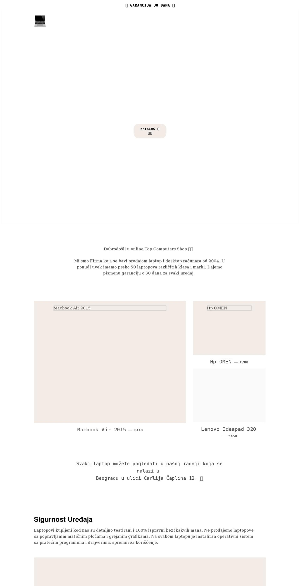 polovnilaptop.com shopify website screenshot