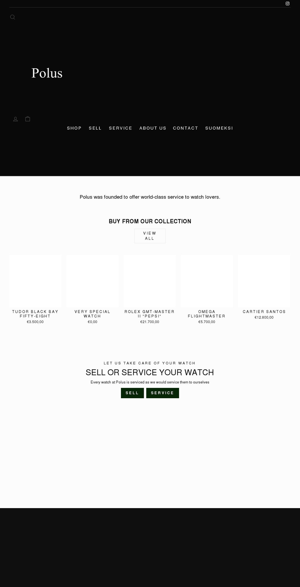 poluswatches.com shopify website screenshot